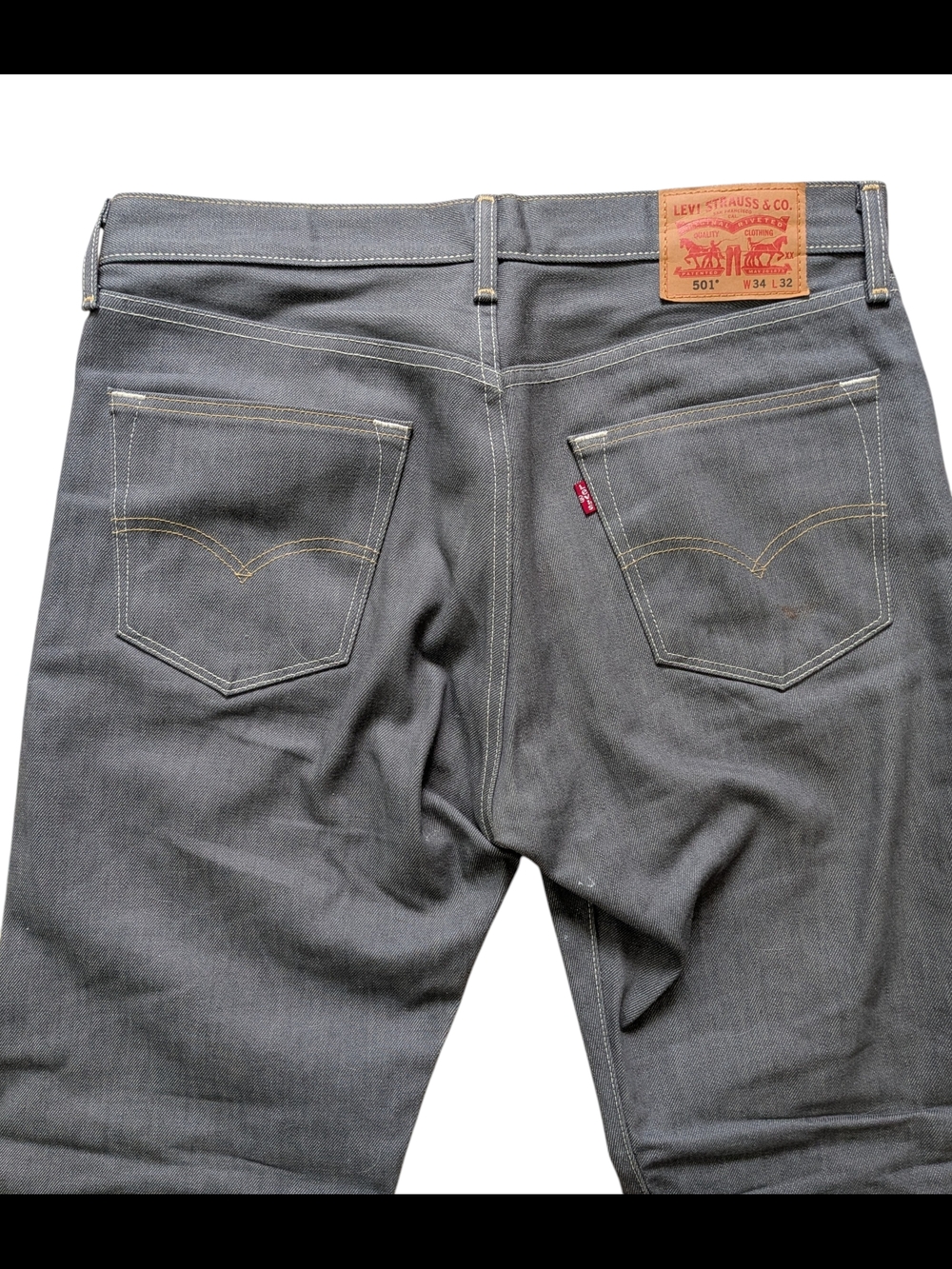 Levi's Men's 501 Gray Straight Fit Raw Denim Jeans Brand New